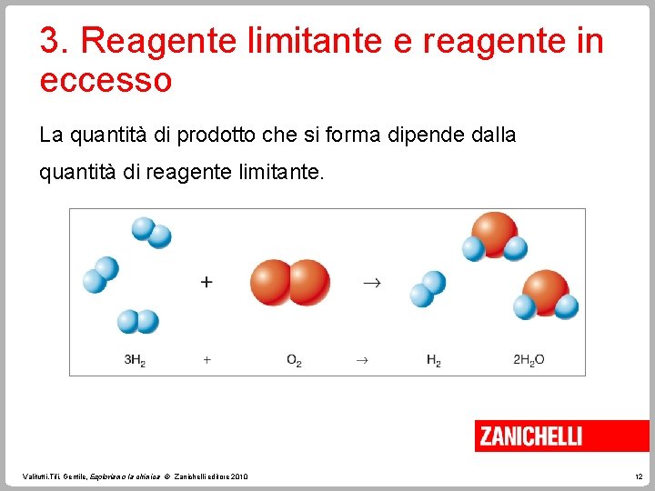 3. Reagente limitante e reagente in eccesso La quantità di prodotto che si forma