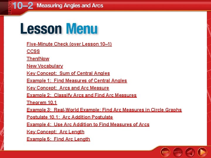 Five-Minute Check (over Lesson 10– 1) CCSS Then/Now New Vocabulary Key Concept: Sum of Five-Minute Check (over Lesson 10– 1) CCSS Then/Now New Vocabulary Key Concept: Sum of