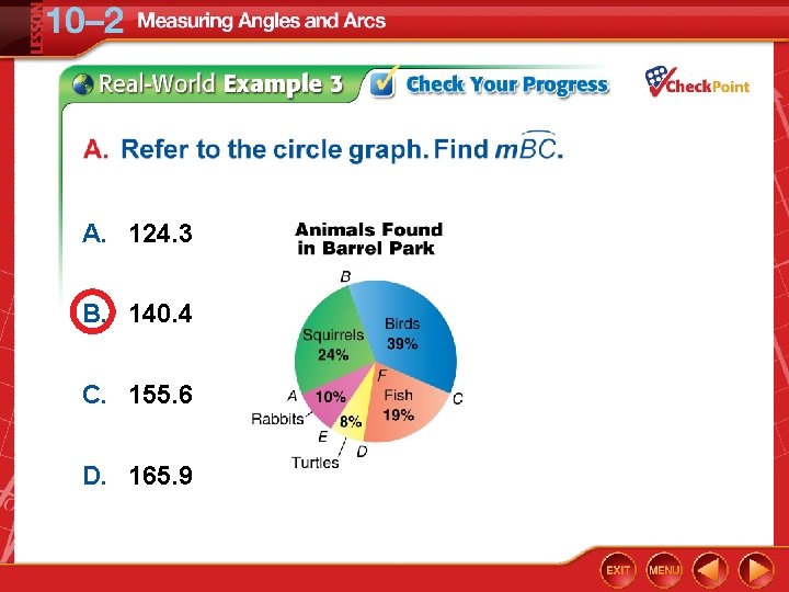 A. 124. 3 B. 140. 4 C. 155. 6 D. 165. 9 A. 124. 3 B. 140. 4 C. 155. 6 D. 165. 9