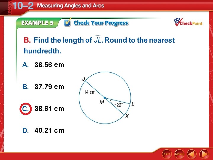 A. 36. 56 cm B. 37. 79 cm C. 38. 61 cm D. 40. A. 36. 56 cm B. 37. 79 cm C. 38. 61 cm D. 40.