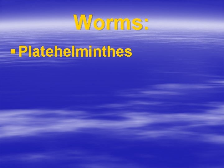 Worms: § Platehelminthes 