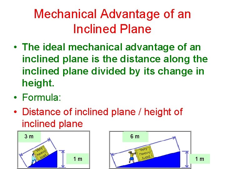 Mechanical Advantage of an Inclined Plane • The ideal mechanical advantage of an inclined Mechanical Advantage of an Inclined Plane • The ideal mechanical advantage of an inclined