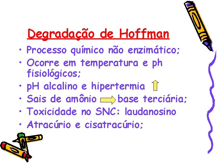 Degradação de Hoffman • Processo químico não enzimático; • Ocorre em temperatura e ph