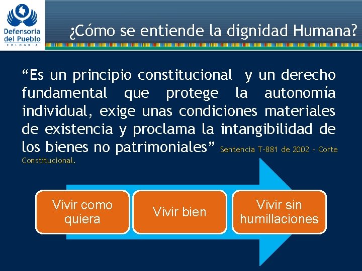 ¿Cómo se entiende la dignidad Humana? “Es un principio constitucional y un derecho fundamental