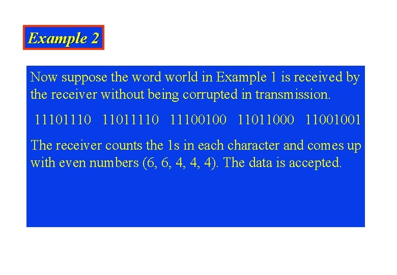 Example 2 Now suppose the word world in Example 1 is received by the