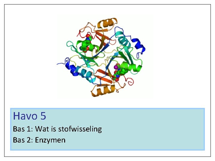 Havo 5 Bas 1: Wat is stofwisseling Bas 2: Enzymen 