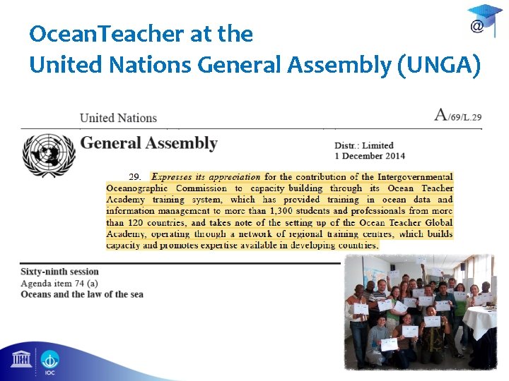 Ocean. Teacher at the United Nations General Assembly (UNGA) 