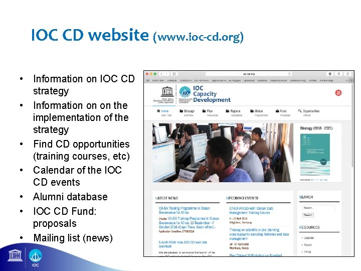 IOC CD website (www. ioc-cd. org) • Information on IOC CD strategy • Information