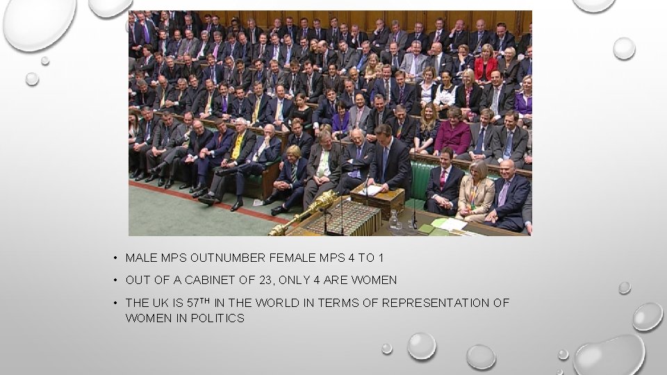  • MALE MPS OUTNUMBER FEMALE MPS 4 TO 1 • OUT OF A
