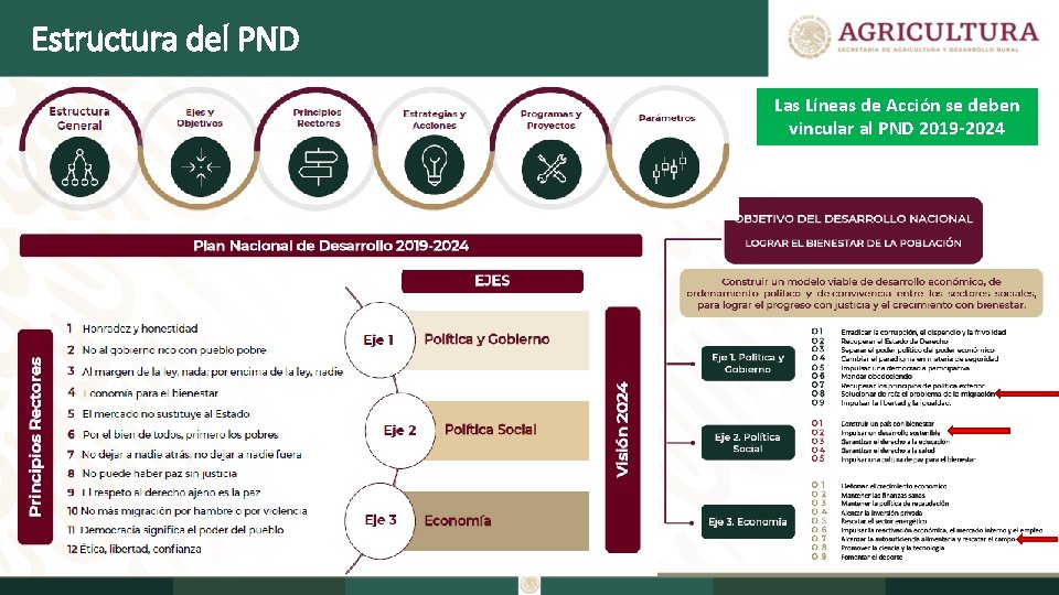 Estructura del PND Las Líneas de Acción se deben vincular al PND 2019 -2024