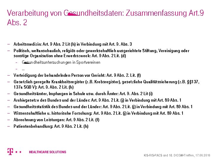 Verarbeitung von Gesundheitsdaten: Zusammenfassung Art. 9 Abs. 2 - Arbeitsmedizin: Art. 9 Abs. 2