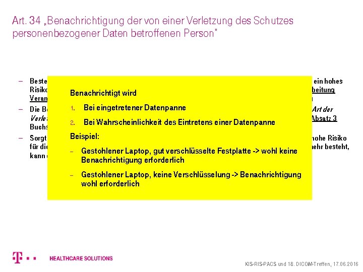 Art. 34 „Benachrichtigung der von einer Verletzung des Schutzes personenbezogener Daten betroffenen Person“ -
