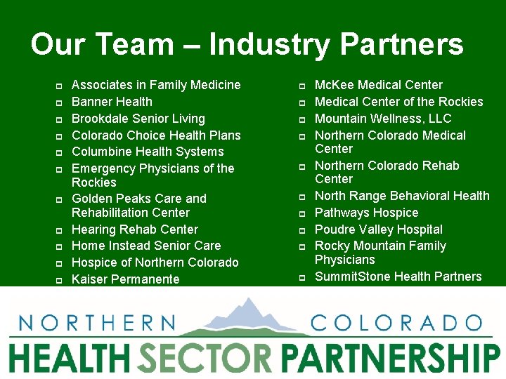 Our Team – Industry Partners p p p Associates in Family Medicine Banner Health