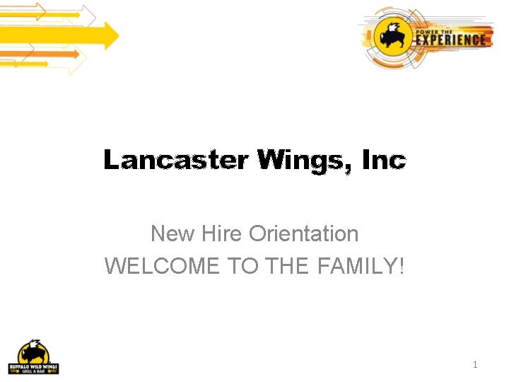 Lancaster Wings, Inc New Hire Orientation WELCOME TO THE FAMILY! 1 