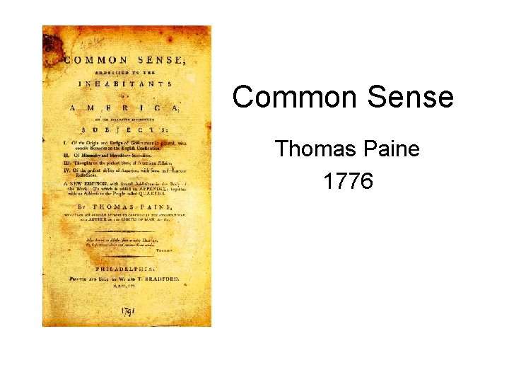 Common Sense Thomas Paine 1776 