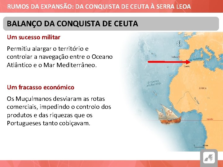 RUMOS DA EXPANSÃO: DA CONQUISTA DE CEUTA À SERRA LEOA BALANÇO DA CONQUISTA DE