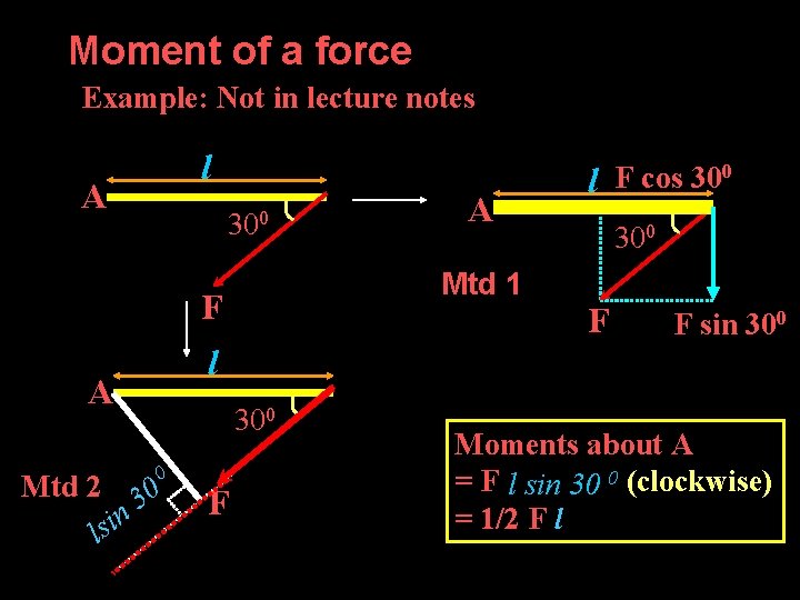 Moment of a force Example: Not in lecture notes l A 300 Mtd 1
