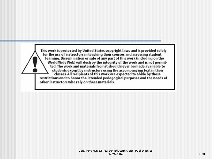 Copyright © 2013 Pearson Education, Inc. Publishing as Prentice Hall 3 -20 