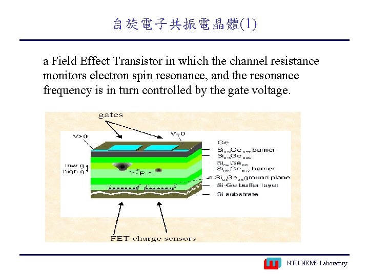 自旋電子共振電晶體(1) a Field Effect Transistor in which the channel resistance monitors electron spin resonance,