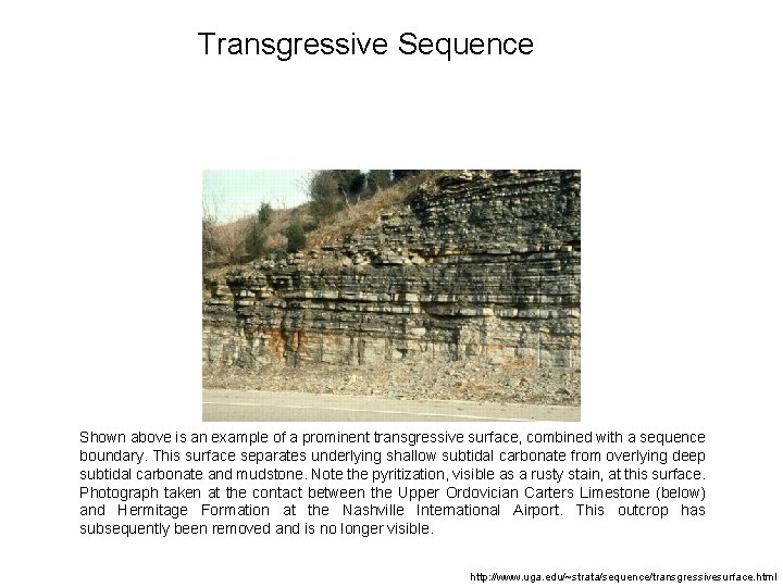 Transgressive Sequence Shown above is an example of a prominent transgressive surface, combined with