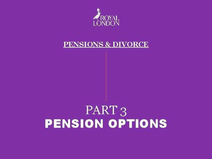 PENSIONS & DIVORCE PART 3 PENSION OPTIONS 