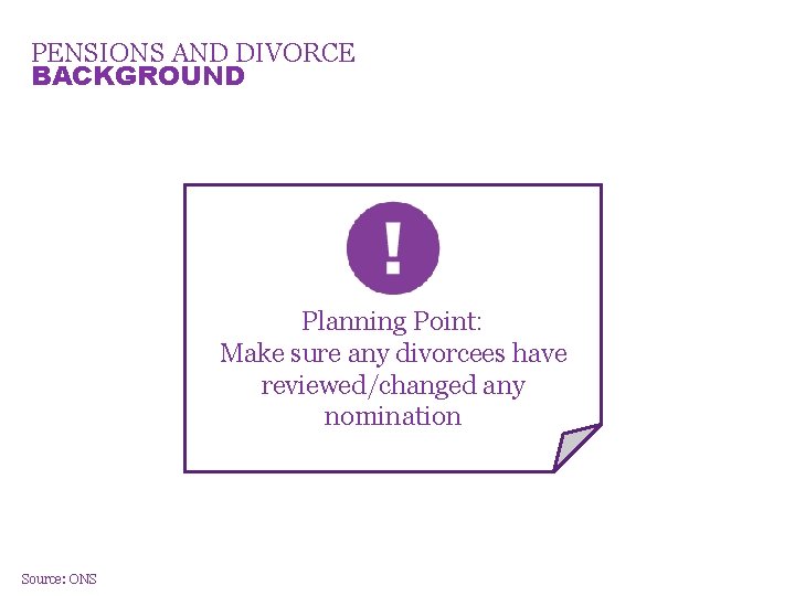 PENSIONS AND DIVORCE BACKGROUND Almost all (92%) of the brides and grooms aged 65