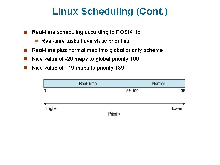Linux Scheduling (Cont. ) n Real-time scheduling according to POSIX. 1 b l Real-time