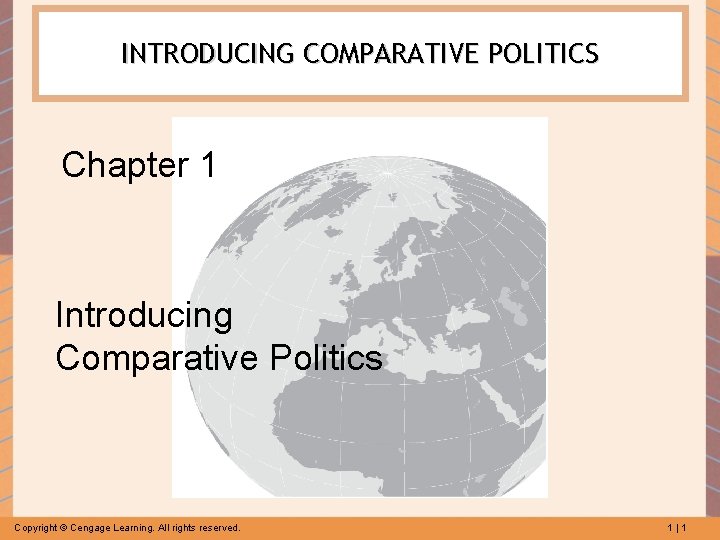 INTRODUCING COMPARATIVE POLITICS Chapter 1 Introducing Comparative Politics Copyright © Cengage Learning. All rights