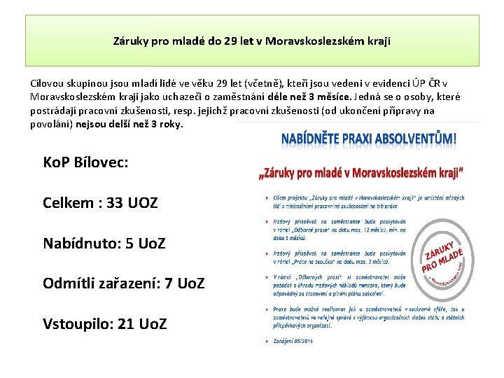 Záruky pro mladé do 29 let v Moravskoslezském kraji Cílovou skupinou jsou mladí lidé