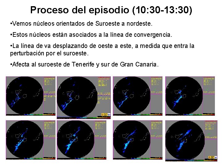 Proceso del episodio (10: 30 -13: 30) • Vemos núcleos orientados de Suroeste a