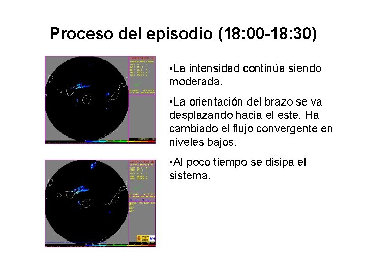 Proceso del episodio (18: 00 -18: 30) • La intensidad continúa siendo moderada. •