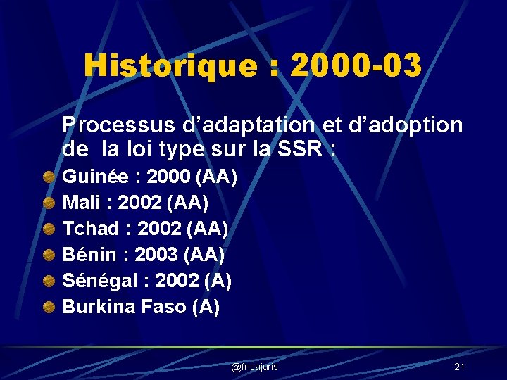 Historique : 2000 -03 Processus d’adaptation et d’adoption de la loi type sur la Historique : 2000 -03 Processus d’adaptation et d’adoption de la loi type sur la
