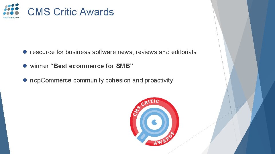 CMS Critic Awards ● resource for business software news, reviews and editorials ● winner