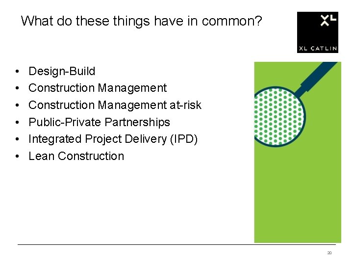 What do these things have in common? • • • Design-Build Construction Management at-risk