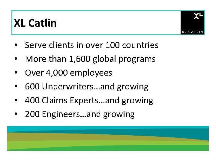 XL Catlin • • • Serve clients in over 100 countries More than 1,