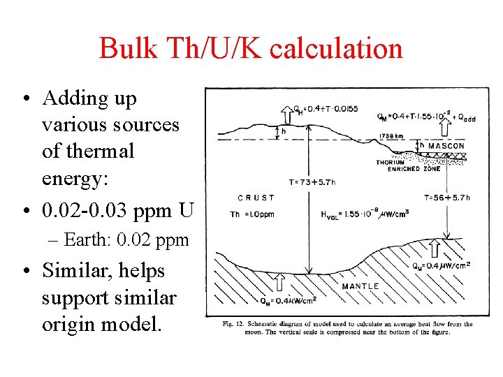 Bulk Th/U/K calculation • Adding up various sources of thermal energy: • 0. 02