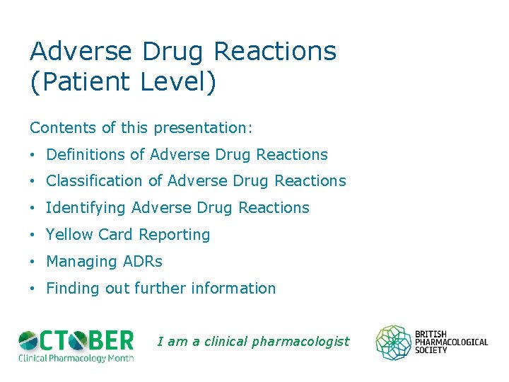 Adverse Drug Reactions Patient Level Prof Jamie Coleman