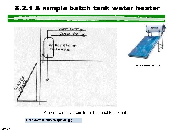 8. 2. 1 A simple batch tank water heater www. metaefficient. com Water thermosyphons