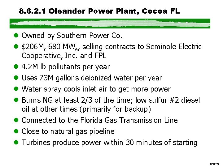 8. 6. 2. 1 Oleander Power Plant, Cocoa FL l Owned by Southern Power