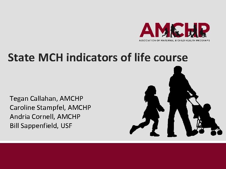 State MCH indicators of life course Tegan Callahan, AMCHP Caroline Stampfel, AMCHP Andria Cornell,