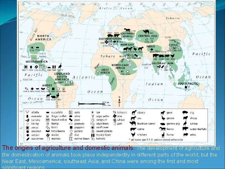 The origins of agriculture and domestic animals. The development of agriculture and the domestication