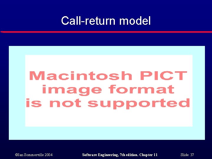 Call-return model ©Ian Sommerville 2004 Software Engineering, 7 th edition. Chapter 11 Slide 37