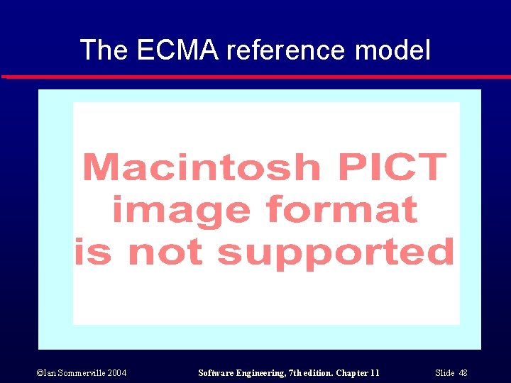 The ECMA reference model ©Ian Sommerville 2004 Software Engineering, 7 th edition. Chapter 11