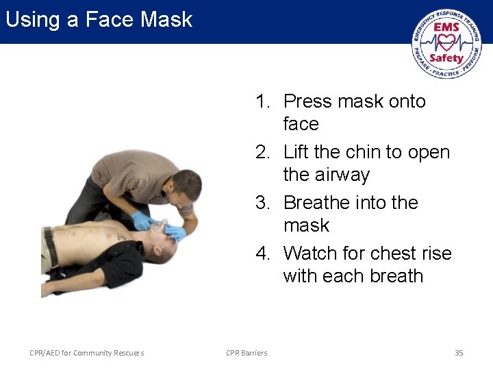 Using a Face Mask 1. Press mask onto face 2. Lift the chin to