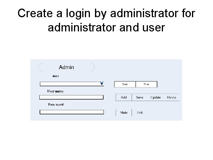 Create a login by administrator for administrator and user 