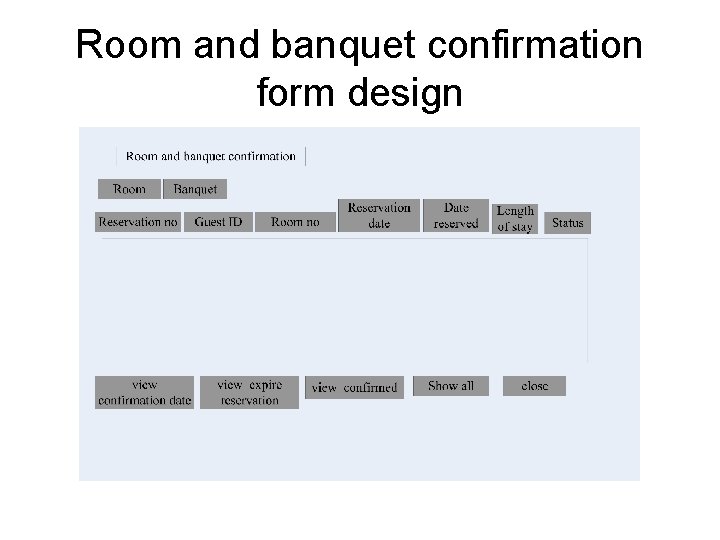 Room and banquet confirmation form design 