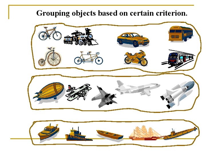 Grouping objects based on certain criterion. 