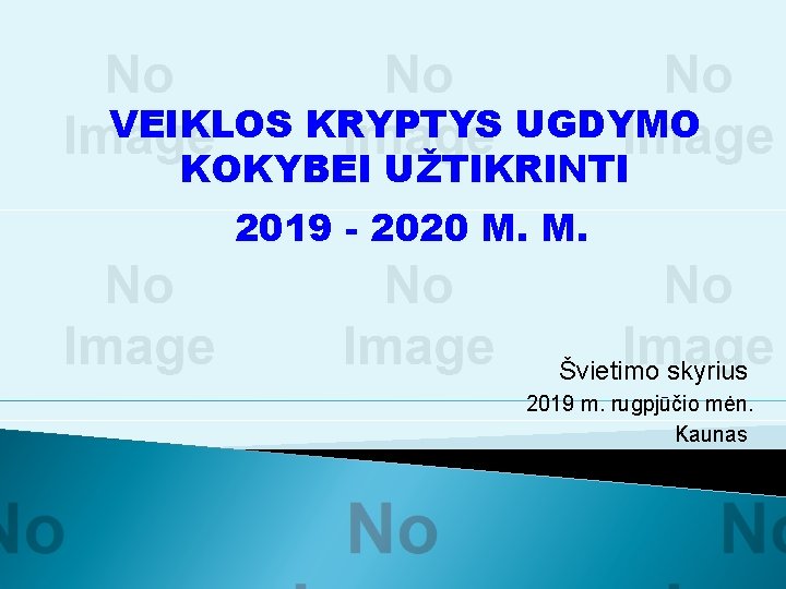VEIKLOS KRYPTYS UGDYMO KOKYBEI UŽTIKRINTI 2019 - 2020 M. M. Švietimo skyrius 2019 m.