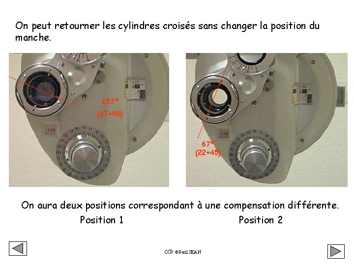 On peut retourner les cylindres croisés sans changer la position du manche. 157° (67+90) On peut retourner les cylindres croisés sans changer la position du manche. 157° (67+90)