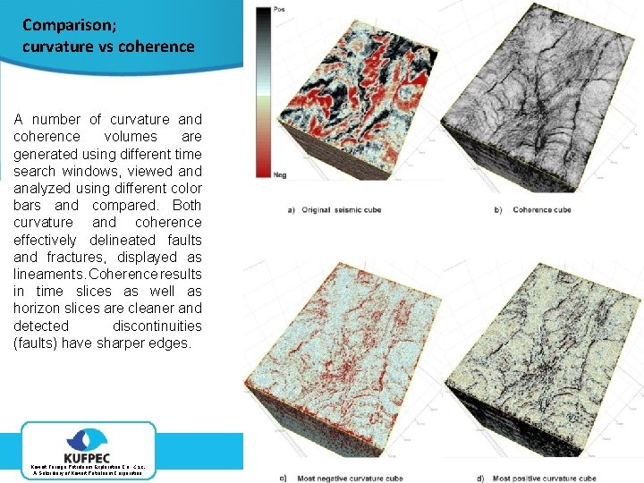 Comparison; curvature vs coherence A number of curvature and coherence volumes are generated using